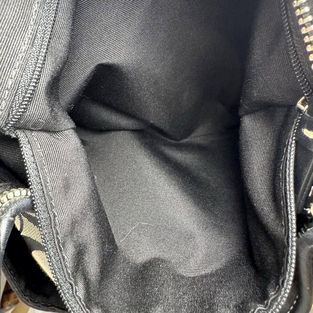 COACH Signature Hobo Shoulder Bag Turn Lock Leather Canvas Black Gray F 13971 - Picture 14 of 16